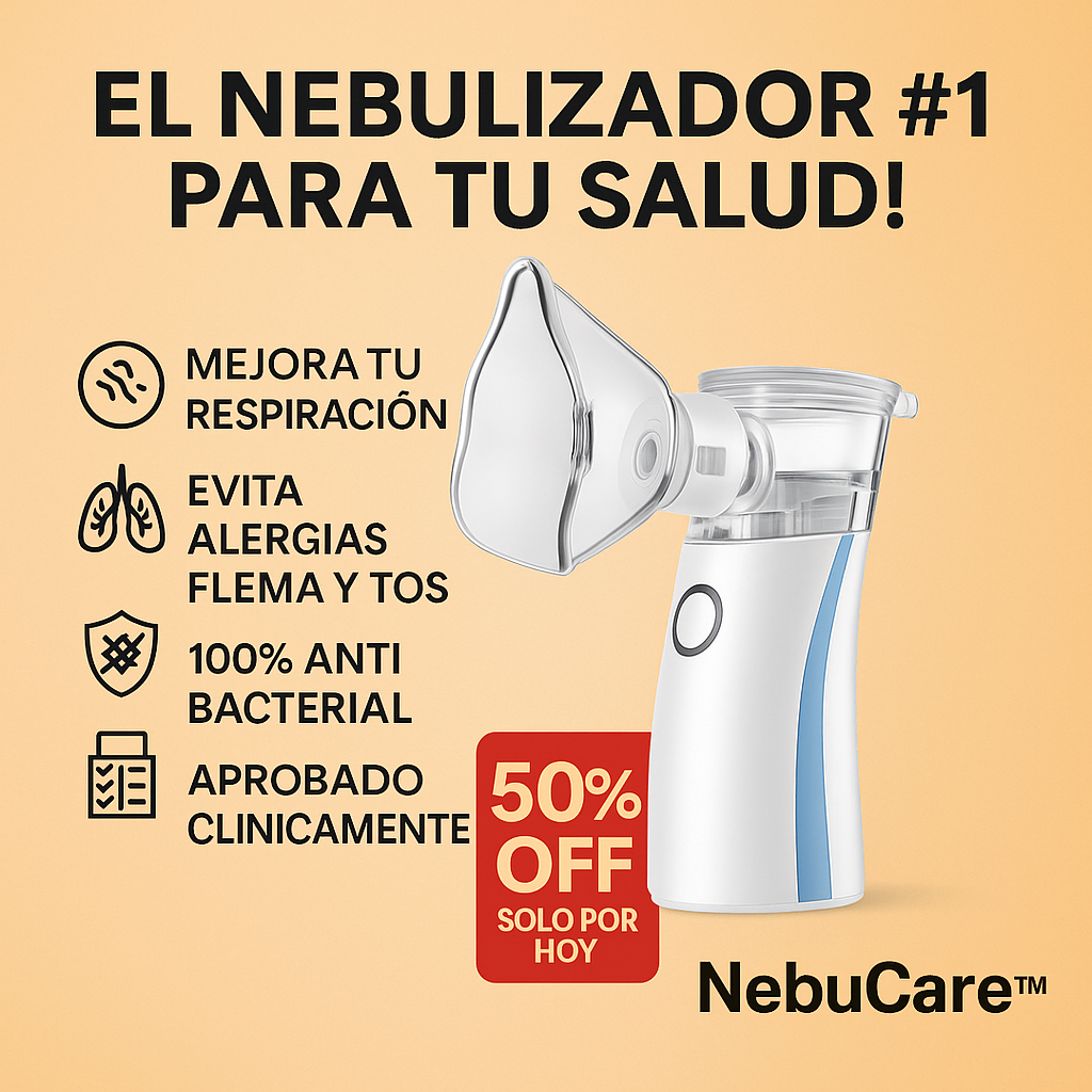 50% de Descuento SOLO POR HOY - NebuCare™ - Nebulizador Portátil para Niños y Adultos